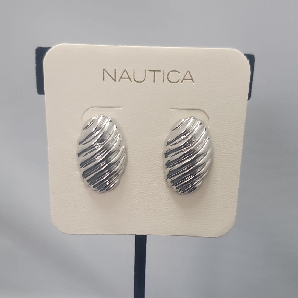 Nautica Silver-Tone Pierced Earrings – Elegant & Timeless